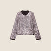 Veste zipp&eacute;e sequins gris argent femme