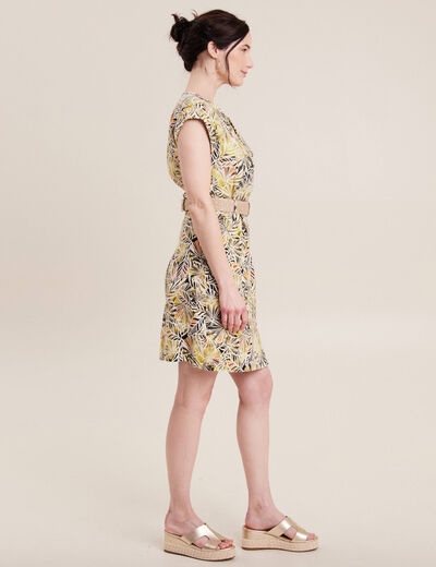 Robe droite ceinturée vert femme