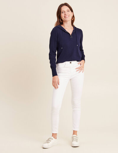 Pull manches longues bleu marine femme