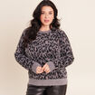 Pull col rond gris femme