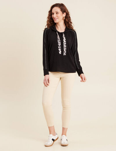 Pull à capuche noir femme