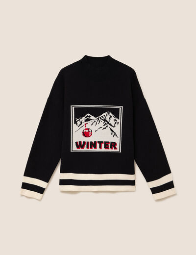 Pull col montant noir femme