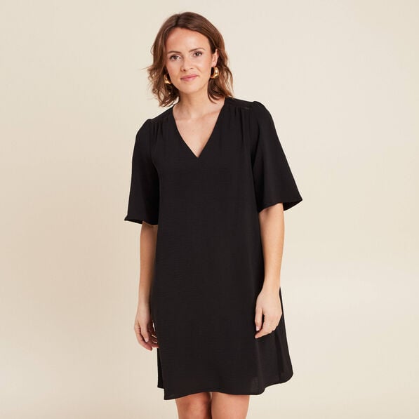 robe evasee col en v noir femme Robe évasée col en V noir femme