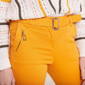 Pantalon ajusté 7/8ème jaune moutarde femme