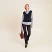 Pull effet 2-en-1 chemise bleu foncé femme