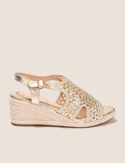 Sandales à talon compensé couleur or femme