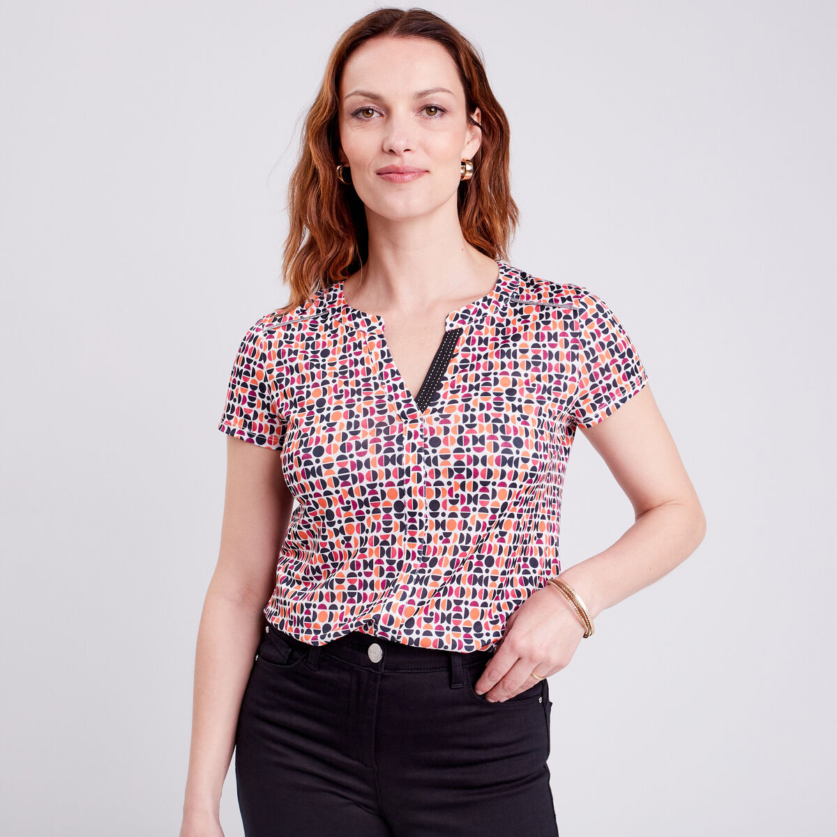 T-shirt manches courtes multicolore femme