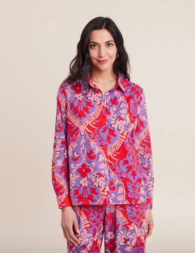 Chemise manches longues rouge femme