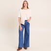 Gilet sans manches doubl&eacute; coton ecru femme