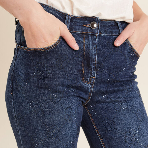 jean ajuste a strass denim brut femme Jean ajusté à strass denim brut femme