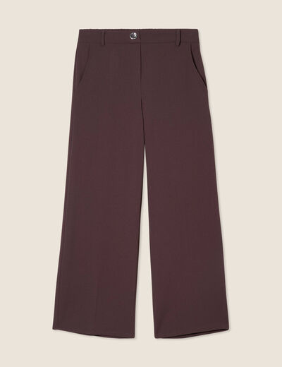 Pantalon large pinces marron femme