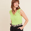Débardeur tricot sans manches vert anis femme