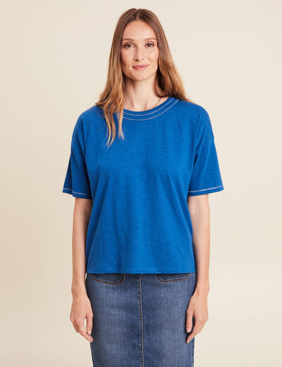 T-shirt manches courtes bleu femme