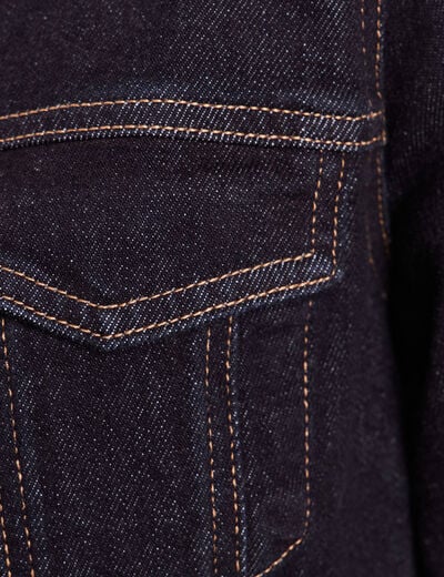Veste cintr&eacute;e courte en jean denim brut femme