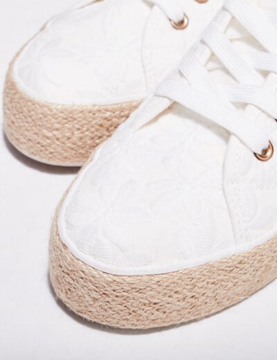 Tennis plateformes à lacets ecru femme