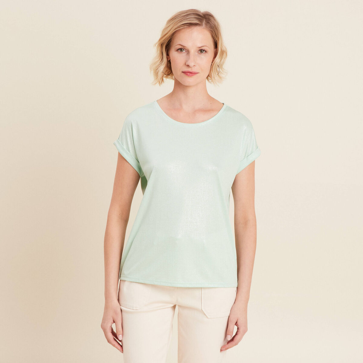 T-shirt manches courtes vert clair femme