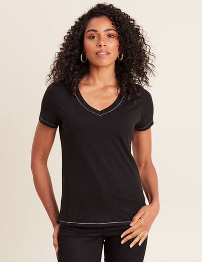 T-shirt manches courtes noir femme