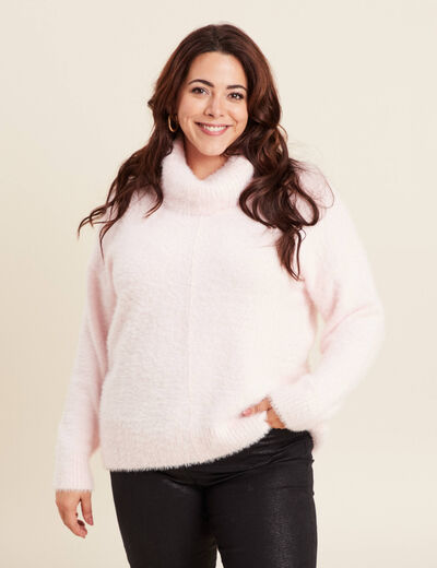 Pull manches longues rose clair femme