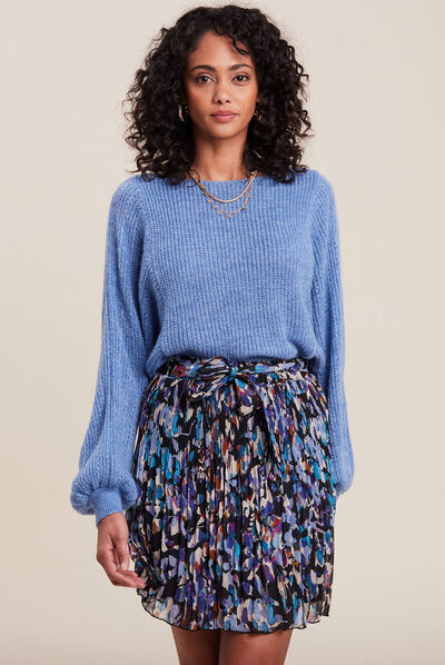 Pull manches longues bleu femme