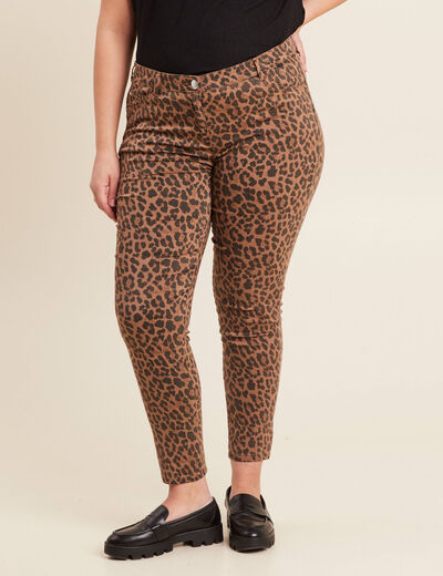 Pantalon léger taille standard 7/8ème marron cognac femme