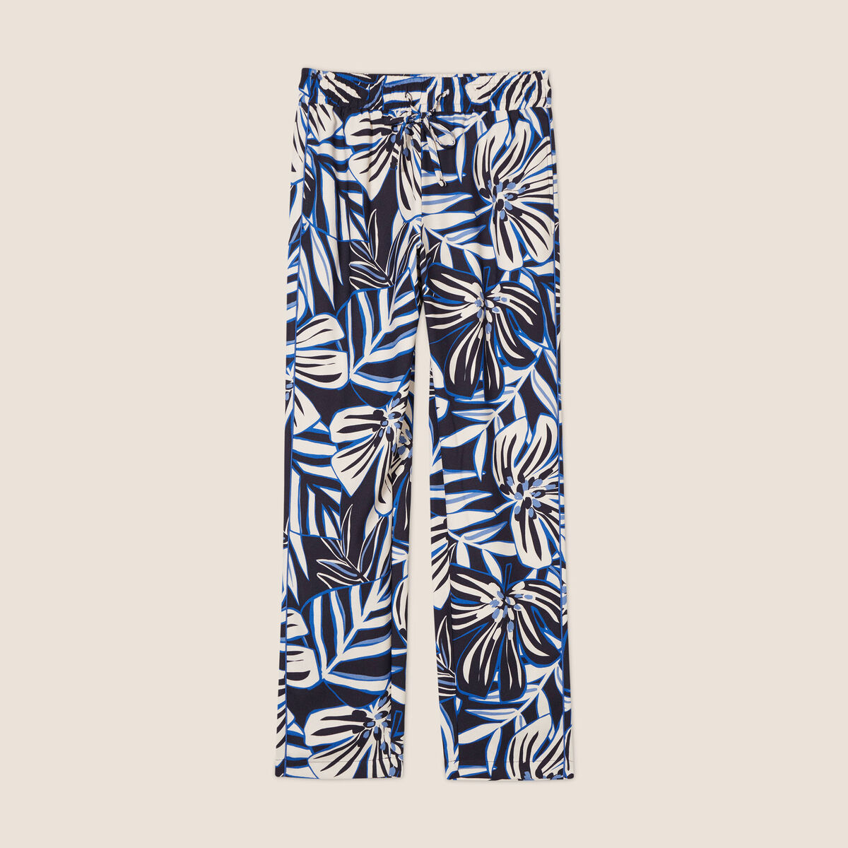 Pantalon carotte fluide 7/8&egrave;me bleu femme