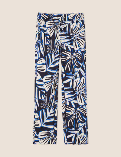 Pantalon carotte fluide 7/8ème bleu femme