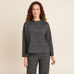 Sweat manches longues col montant gris femme