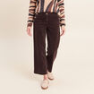 Pantalon large velours c&ocirc;tel&eacute; marron fonc&eacute; femme