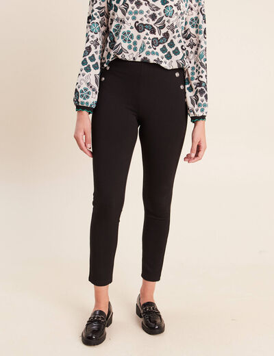 Legging 7/8&egrave;me taille bascul&eacute;e en maille noir femme