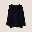 Gilet droit mi-long à capuche bleu marine femme