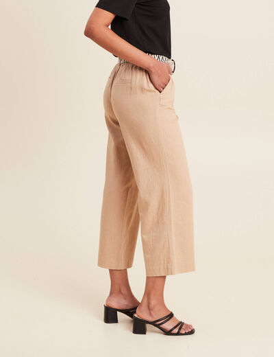 Pantalon large 7/8ème ceinturé sable femme