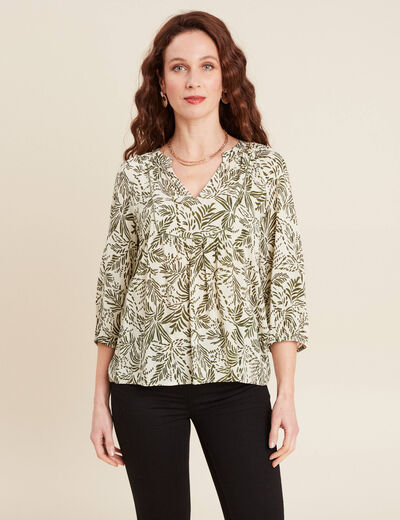 Blouse manches 3/4 ecru femme