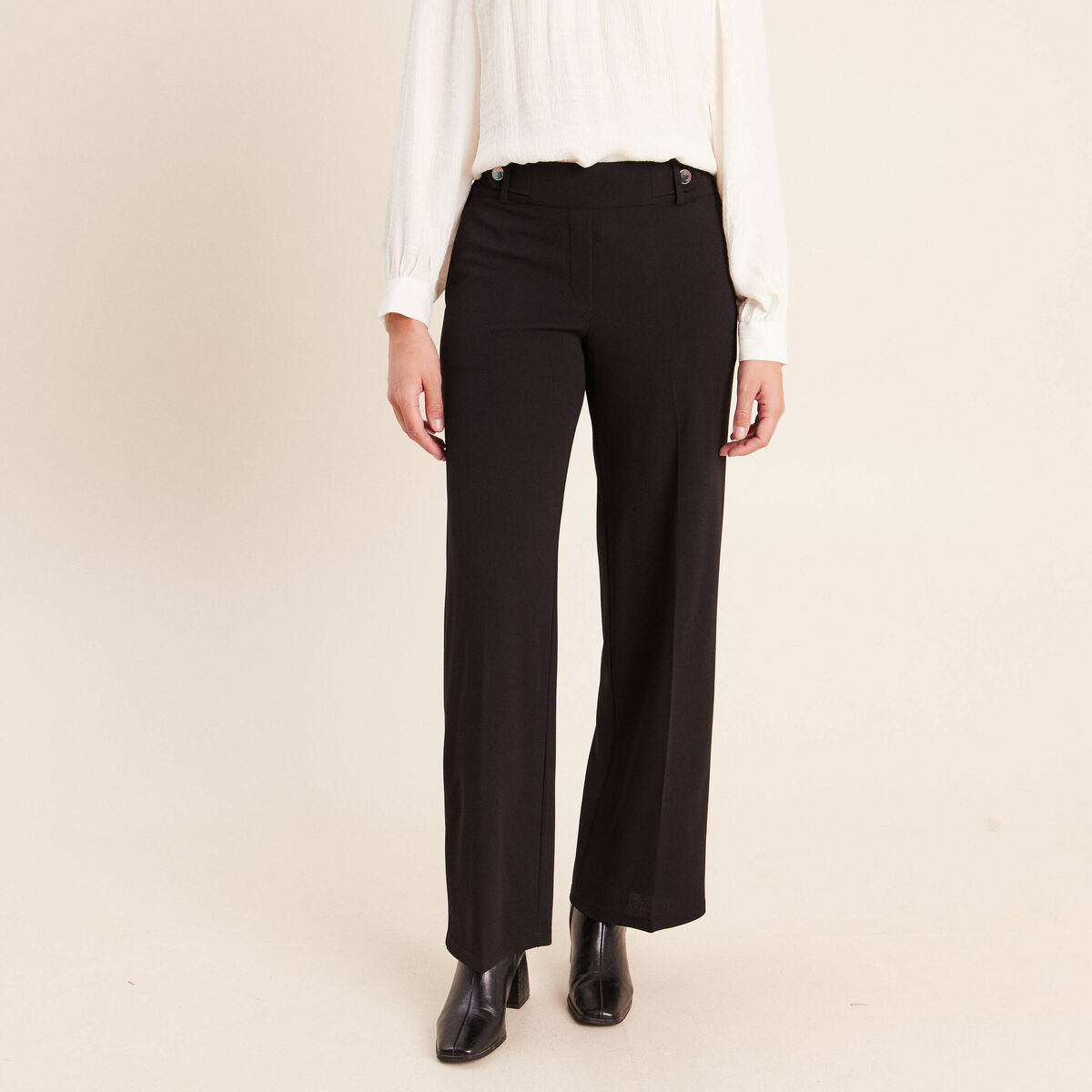 Pantalon taille haute noir femme