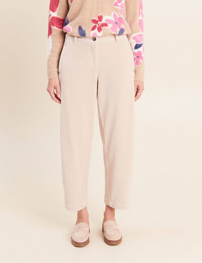 Pantalon boyfriend 7/8&egrave;me velours sable femme