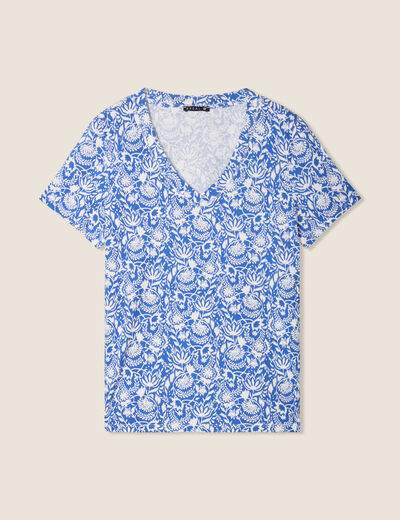 T-shirt manches courtes bleu femme