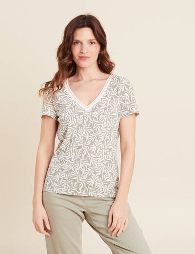 T-shirt manches courtes vert kaki femme