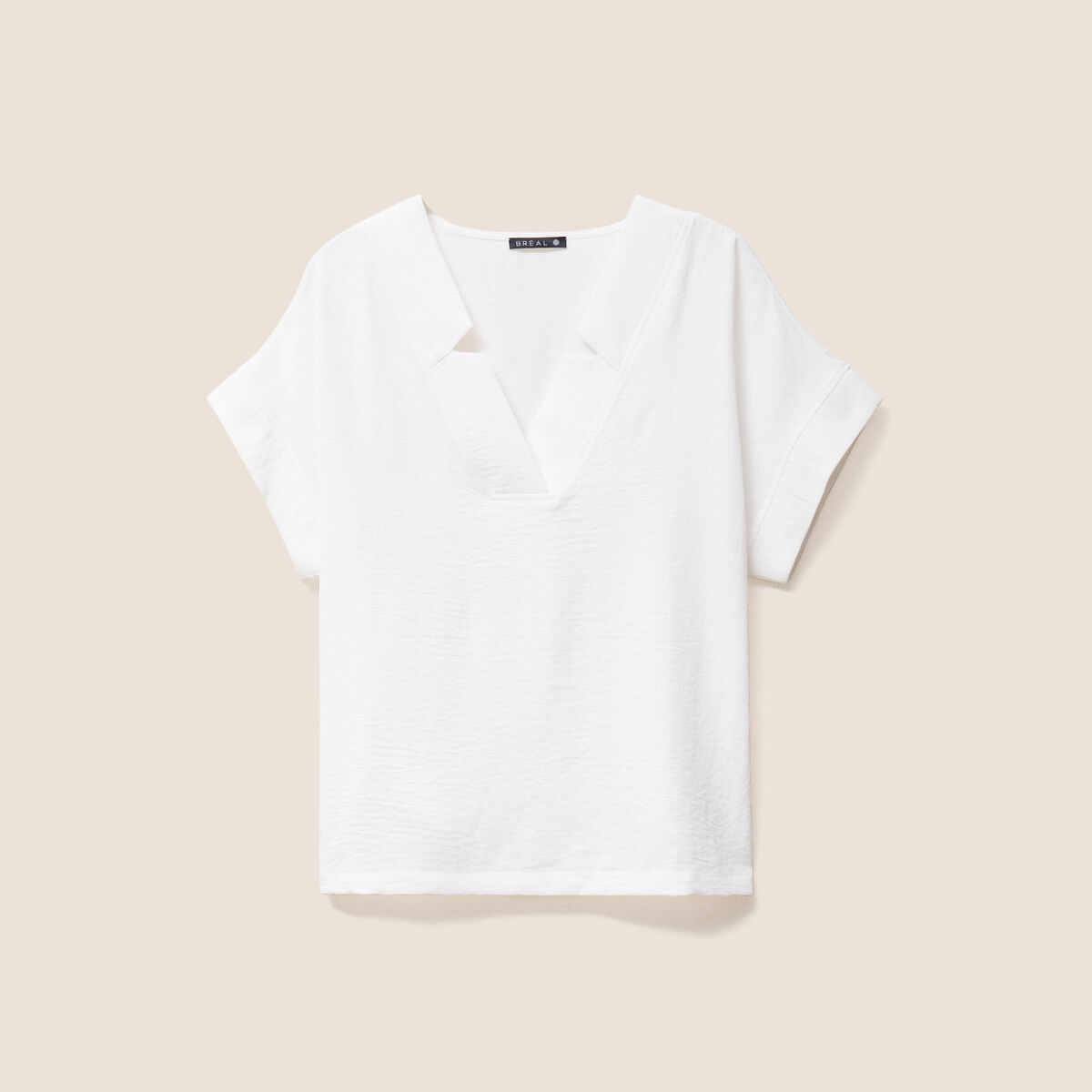 Blouse fluide manches courtes ecru femme