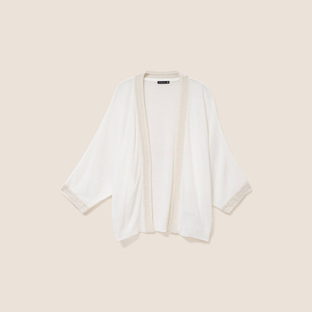 Gilet manches 3/4 ecru femme