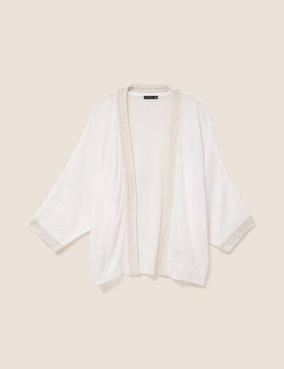 Gilet manches 3/4 ecru femme