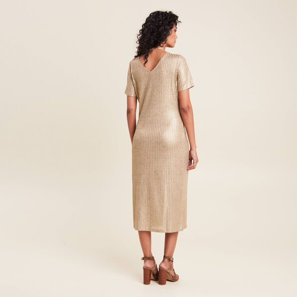Robe ajustée métallisée couleur or femme
