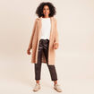 Gilet long boutonn&eacute; marron clair femme