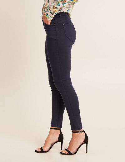 Pantalon léger taille standard 7/8ème bleu marine femme