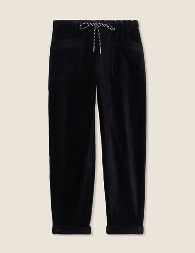 Pantalon paperbag velours noir femme