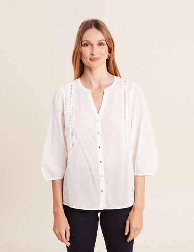 Blouse manches 3/4 ecru femme