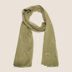 Foulard aspect lin en polyester recycl&eacute; vert kaki femme