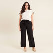Pantalon flou droit 7/8ème noir femme
