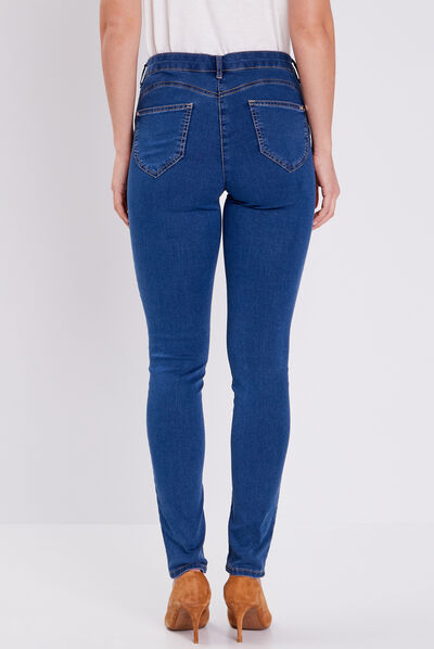 Pantalon léger taille basculée long denim double stone femme
