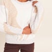 Pull col rond beige femme