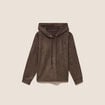 Sweat droit &agrave; capuche manches longues marron fonc&eacute; femme