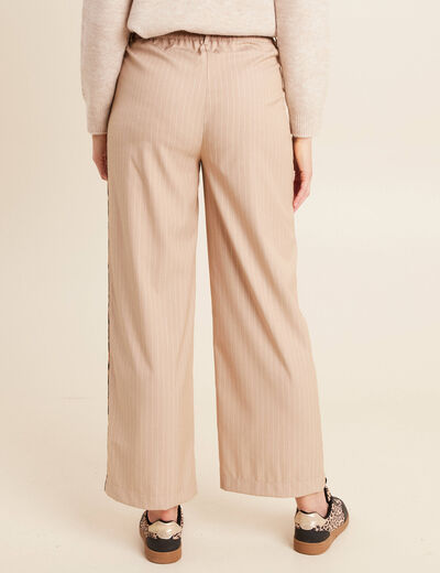 Pantalon taille haute beige femme